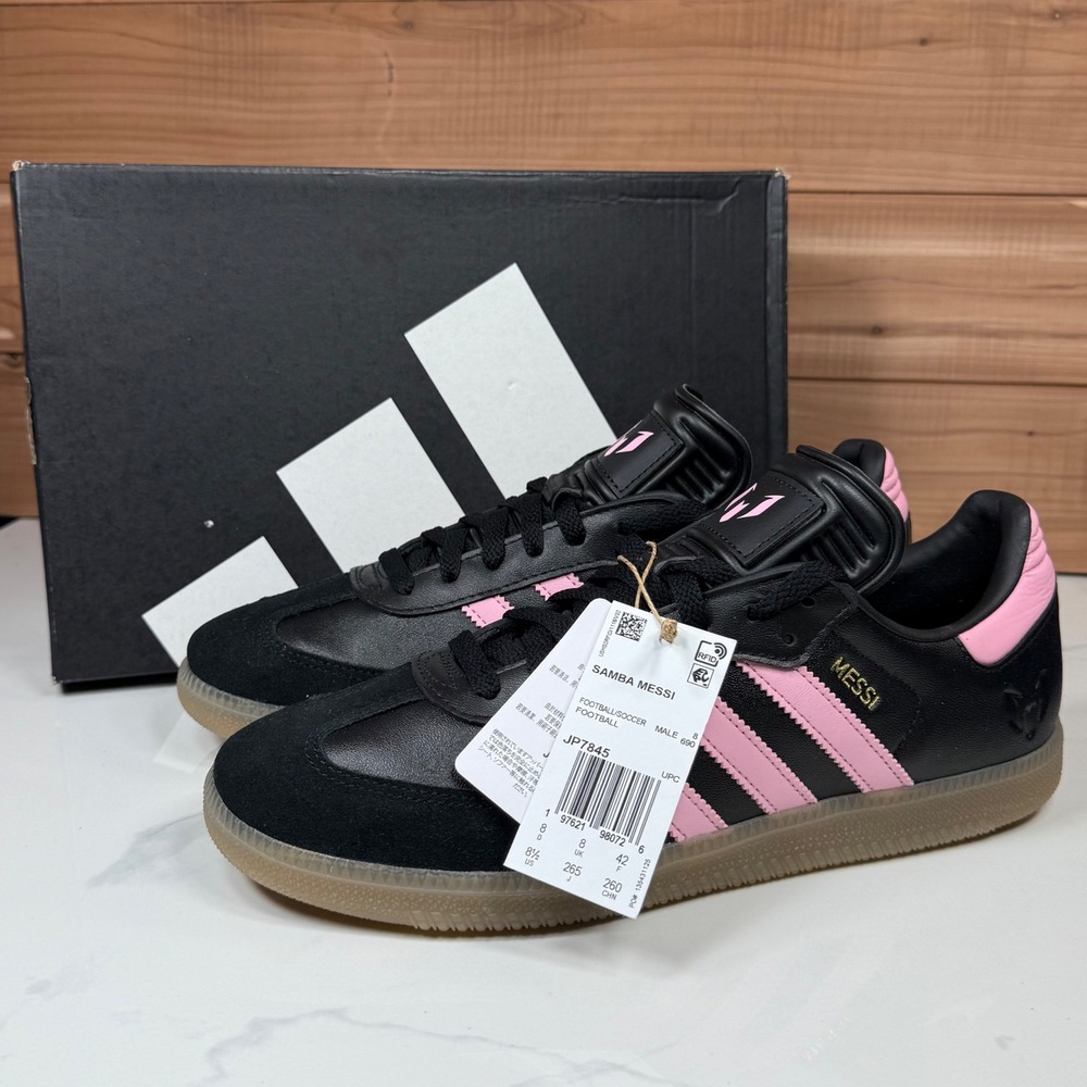 Adidas Samba Messi Indoor Soccer Shoes Gum Black-Pink Men's‎ Size 8.5
